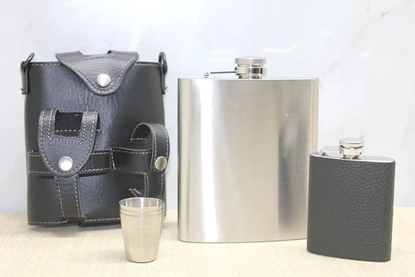 Deri Kılıflı Matara Seti Alk3930 ürün görseli 1