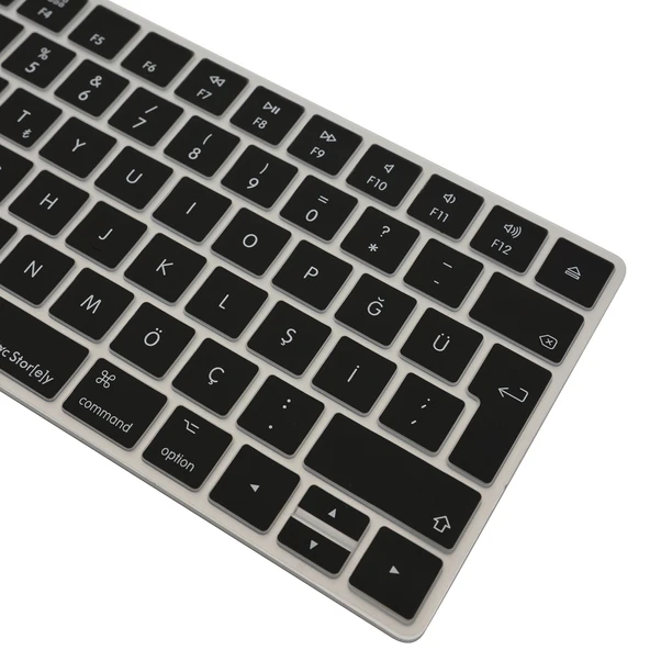 Magic Keyboard 2 A1644 Klavye Koruyucu Türkçe Q Silikon Ultra İnce 0.3mm Şeffaf Siyah - Resim 4