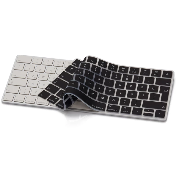 Magic Keyboard 2 A1644 Klavye Koruyucu Türkçe Q Silikon Ultra İnce 0.3mm Şeffaf Siyah - 4