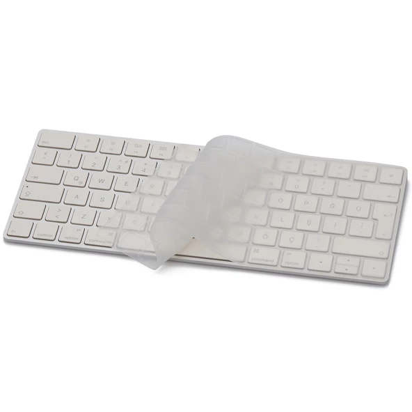 Magic Keyboard 2 A1644 Klavye Koruyucu Türkçe Q Silikon Ultra İnce 0.3mm Şeffaf Siyah - 3