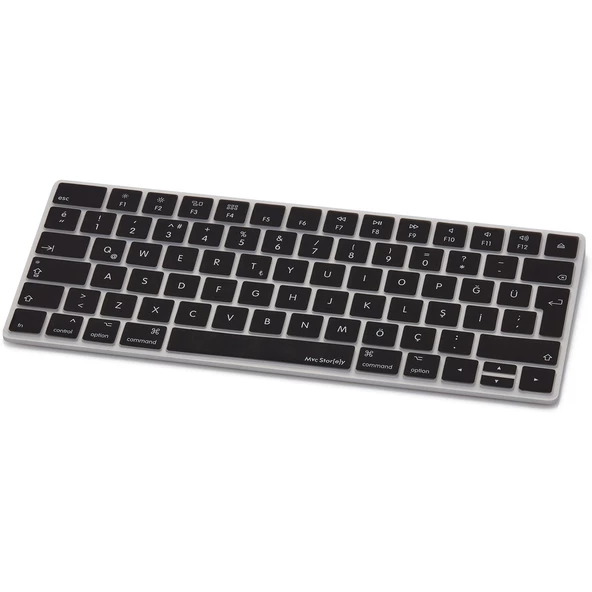 Magic Keyboard 2 A1644 Klavye Koruyucu Türkçe Q Silikon Ultra İnce 0.3mm Şeffaf Siyah - 6