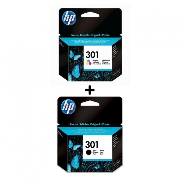 HP 301 + 301 Renkli ve Siyah Orjinal Kartuş Seti - 1050-2050-1000