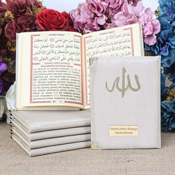 Hediyelik Şantuk Kumaş Çantalı Yasin Kitabı ( 16.5 x 12.5 cm ) Vizon - 2