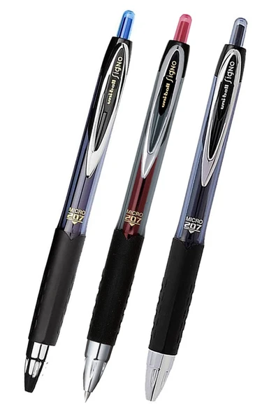 Mavi Siyah Kırmızı Pilot Kalem 3 Adet Uniball Signo Micro 207 0.5 mm Roller Uç Kalem Umn-207 İnci Uçlu Likit Mürekkepli