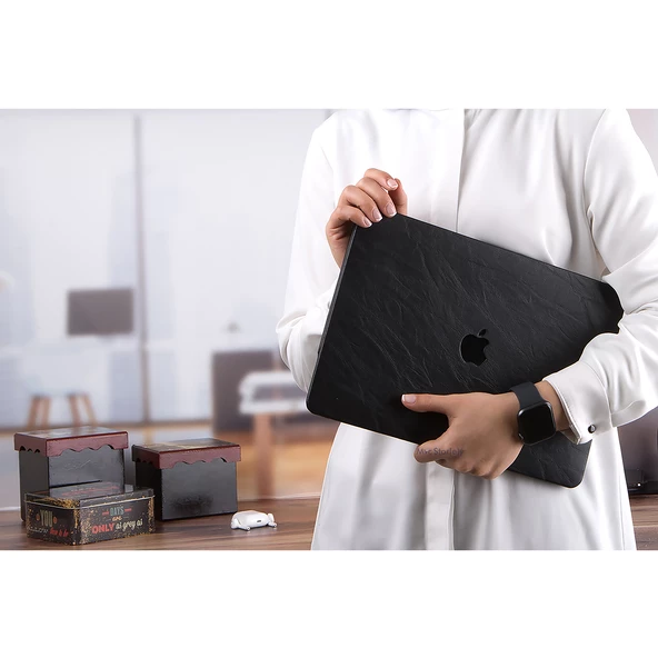 Macbook Air M1 Kılıf 13 inç Deri Leat (TouchID'li M1 Air) A2337 A2179 A1932 ile Uyumlu - 11
