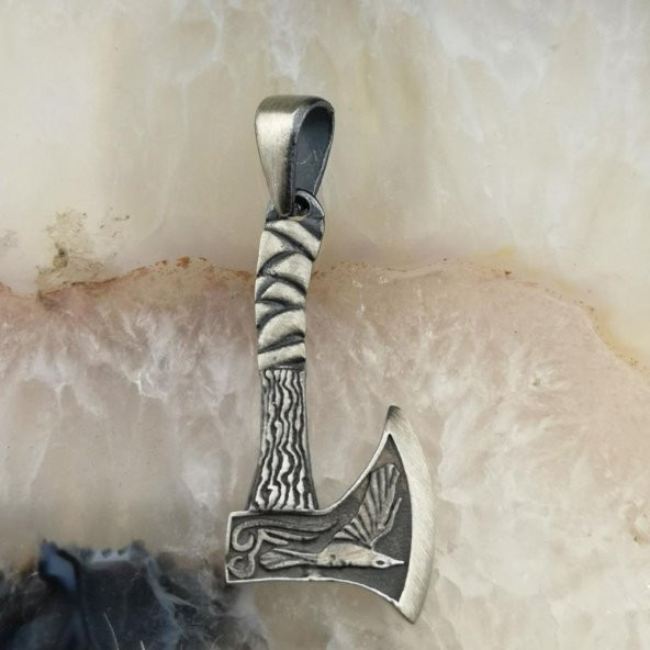 Balta Tasarımlı 925 Ayar Gümüş Kolye Ucu - Resim 2