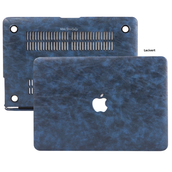 Macbook Air M1 Kılıf 13 inç Deri Leat (TouchID'li M1 Air) A2337 A2179 A1932 ile Uyumlu - 3