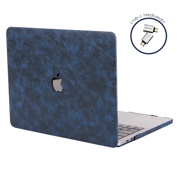 Macbook Air M1 Kılıf 13 inç Deri Leat (TouchID'li M1 Air) A2337 A2179 A1932 ile Uyumlu - 6