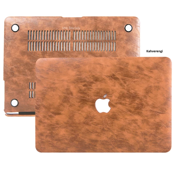 Macbook Air M1 Kılıf 13 inç Deri Leat (TouchID'li M1 Air) A2337 A2179 A1932 ile Uyumlu - 5