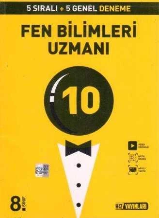 Hız Yayınları 8. Sınıf  Fen Bilimleri Uzman Deneme Sınavı (10 Deneme Takım) 5 Sıralı + 5 Genel Deneme