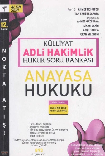 Külliyat Altın Seri Adli Hakimlik Nokta Atışı Soru Bankası 6 Modül 6 Kitap Takım 2021 Yılı 12. Baskısı