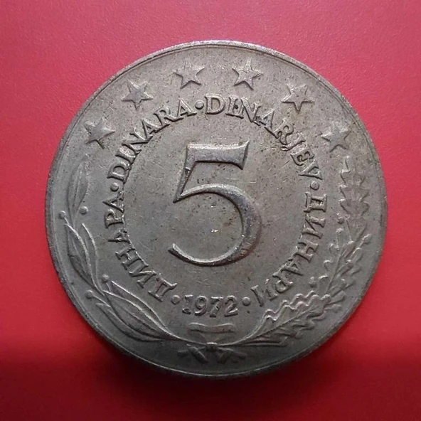 Yugoslavya Merkez Bankası Madeni 5 Dinar (1972 Yılı Üretimi) - 1