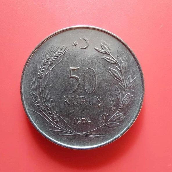 T.C. Merkez Bankası Madeni 50 Kuruş (1974 Yılı Üretimi) / Acmonital