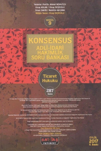 Konsensus Adli-İdari Hakimlik Soru Bankası Ticaret Hukuku 287 Soru Modül: 9
