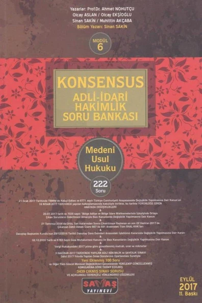 Konsensus Adli-İdari Hakimlik Soru Bankası Medeni Usul Hukuku 222 Soru Modül: 6