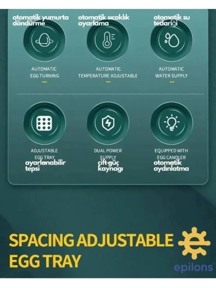 Evonest 70 Yumurtalık Tavuk Kuluçka Makinesi | Hassas Sıcaklık ve Nem Kontrolü - 4