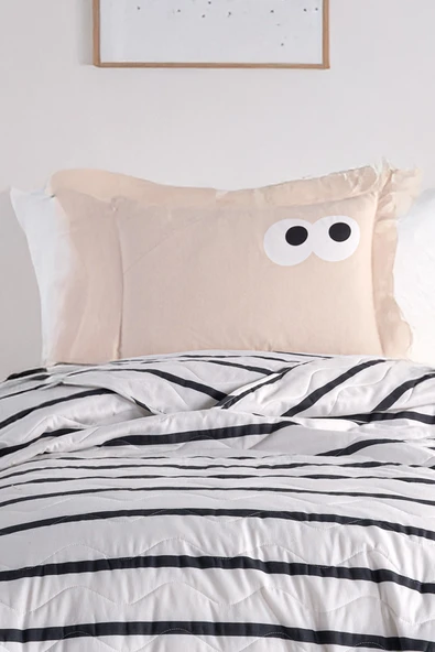 Kapitone Yatak Örtüsü Seti Tek Kişilik Funny Kahve - Resim 3