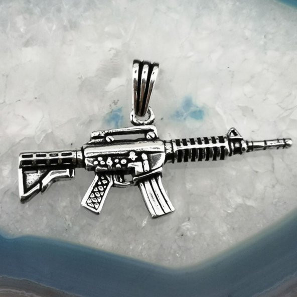 Tüfek Tasarımlı 925 Ayar Gümüş Kolye Ucu - 2
