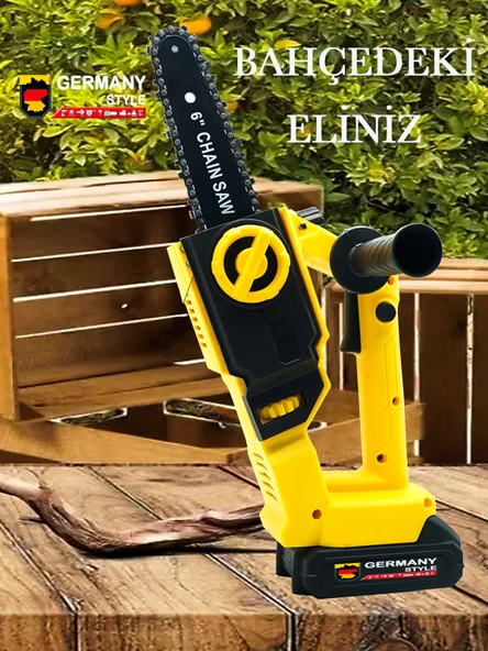Germany Style Pro Kömürsüz Motor Otomatik Yağlamalı Mini Şarjlı Dal Budama Testeresi - 2