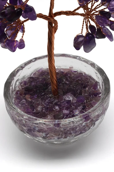 Ametist Doğal Taş Cam Kaseli Tel Sarmalı Ağaç - Resim 2