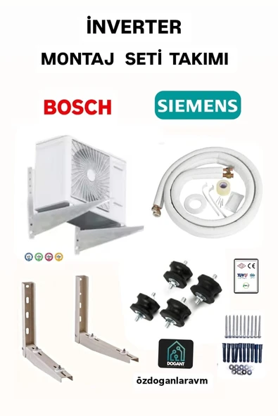İNVERTER  9000 Btu-12000 Btu Klima 3 Metre Boru 50  Cm Ayak Titreşim Takozu