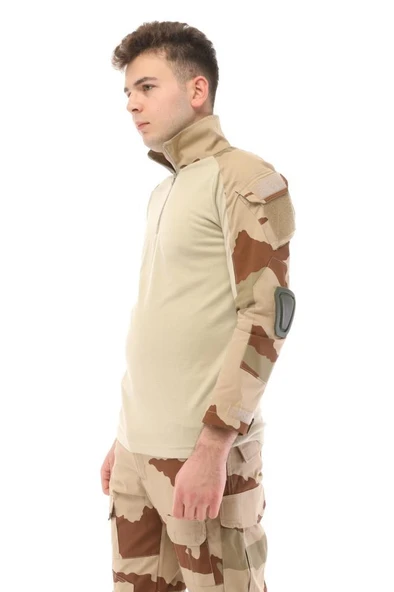 Single Sword Dirsek Detaylı Polo Yaka Kadın&Erkek Combat T-shirt - Resim 9