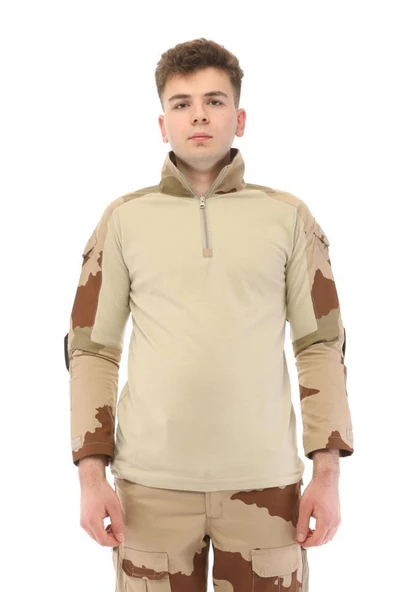 Single Sword Dirsek Detaylı Polo Yaka Kadın&Erkek Combat T-shirt - Resim 7