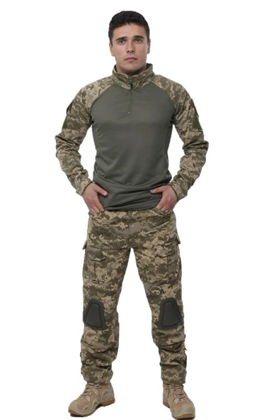 Single Sword Dirsek Detaylı Polo Yaka Kadın&Erkek Combat T-shirt - Resim 6