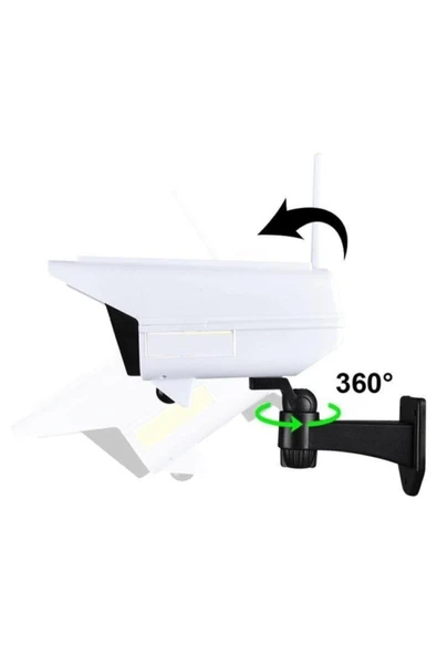 Sahte Güvenlik Kamerası Uzaktan Kumandalı Hareket Sensörlü Güneş Enerjili Aydınlatmalı Sahte Kamera - Resim 3