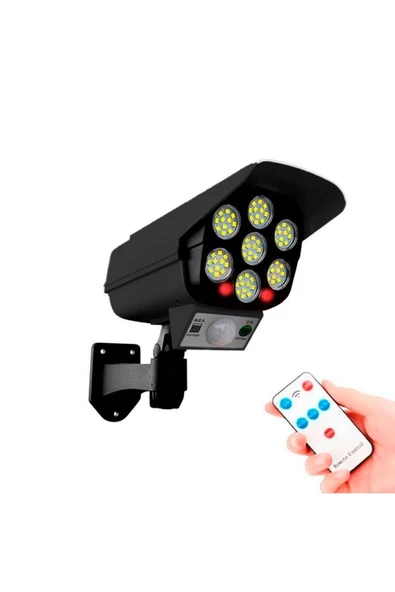 Sahte Güvenlik Kamerası Uzaktan Kumandalı Hareket Sensörlü Güneş Enerjili Aydınlatmalı Sahte Kamera - Resim 4