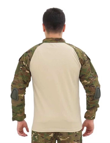 Single Sword Dirsek Detaylı Polo Yaka Kadın&Erkek Combat T-shirt - Resim 2