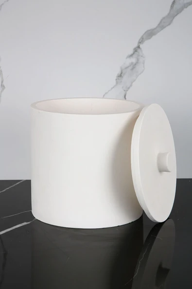 Mermer Desenli Beton Çöp Kovası Banyo Mutfak Tuvalet Wc 18 Cm 4 Litre - 2