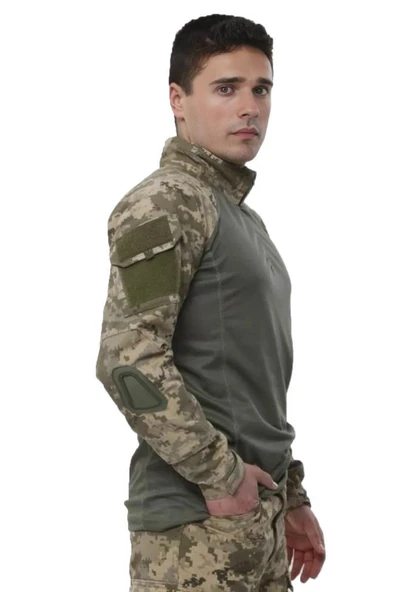 Single Sword Dirsek Detaylı Polo Yaka Kadın&Erkek Combat T-shirt - Resim 5