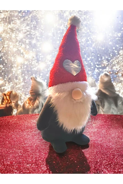 tosbai Yılbaşı Hediyesi Cüce Elf Kırmızı Ve Gri Ve Çanta Seçeneği 45 Cm Yılbaşı Dekoru Ve Peluş Oyuncağı - 5