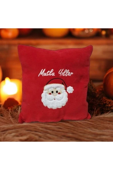 tosbai Dekoratif Kırmızı 40x40  Noel Baba Yılbaşı Yastık Yılbaşı Hediye Yastığı - 2