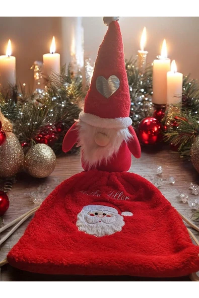 tosbai Yılbaşı Hediyesi Cüce Elf Kırmızı Ve Gri Ve Çanta Seçeneği 45 Cm Yılbaşı Dekoru Ve Peluş Oyuncağı - 2