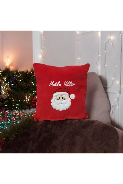 tosbai Dekoratif Kırmızı 40x40  Noel Baba Yılbaşı Yastık Yılbaşı Hediye Yastığı - 4