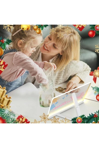 20cmx20cm Led Işıklı Neon Yazı Tahtası 7 Özel Kalem Hediyeli Işıklı Yazı ve Not Tahtası 7 Özel Kalem - 5