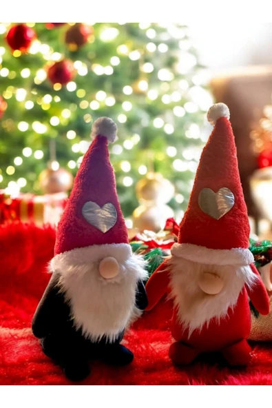 tosbai Yılbaşı Hediyesi Cüce Elf Kırmızı Ve Gri Ve Çanta Seçeneği 45 Cm Yılbaşı Dekoru Ve Peluş Oyuncağı - 3