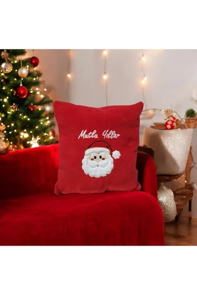 tosbai Dekoratif Kırmızı 40x40  Noel Baba Yılbaşı Yastık Yılbaşı Hediye Yastığı - 6