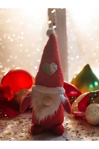 tosbai Yılbaşı Hediyesi Cüce Elf Kırmızı Ve Gri Ve Çanta Seçeneği 45 Cm Yılbaşı Dekoru Ve Peluş Oyuncağı - 6