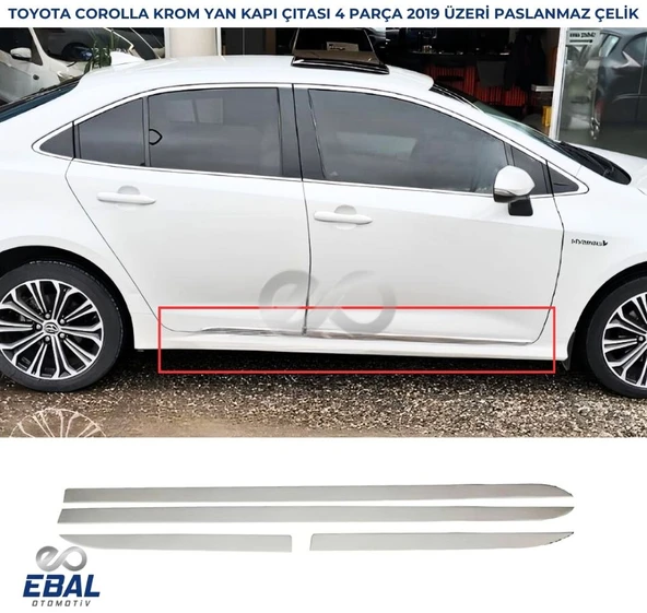Toyota Corolla Krom Yan Kapı Çıtası 4 Parça 2019 ve Sonrası