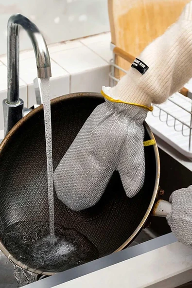 Bulaşık Eldiveni Telli, Temizlilk Eldiveni, Su Geçirmez Eldiven 2 Adet