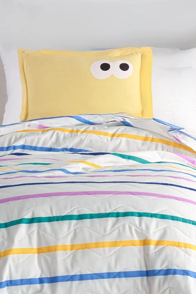 Kapitone Yatak Örtüsü Seti Tek Kişilik Funny Sarı - Resim 3