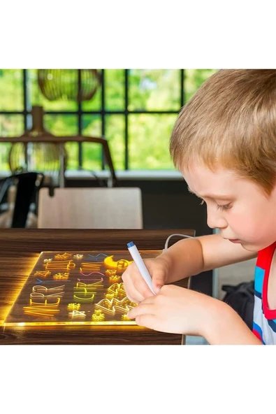 7 Özel Kalem Hediyeli Işıklı Yazı Not Tahtası 20cmx30cm Led Işıklı Neon Yazı Tahtası 7 Kalem Hediye - Resim 7