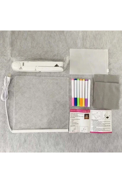 7 Özel Kalem Hediyeli Işıklı Yazı Not Tahtası 20cmx30cm Led Işıklı Neon Yazı Tahtası 7 Kalem Hediye - Resim 8