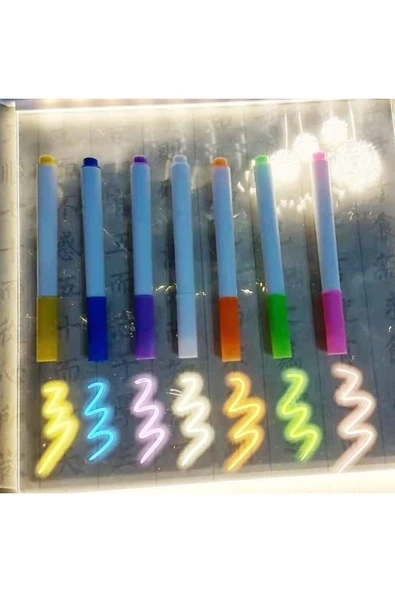 7 Özel Kalem Hediyeli Işıklı Yazı Not Tahtası 20cmx30cm Led Işıklı Neon Yazı Tahtası 7 Kalem Hediye - Resim 6