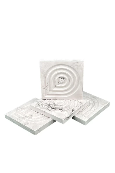 4 Parça Mermer Desenli Beton Bardak Altlığı Dekoratif Damla Desenli - 2