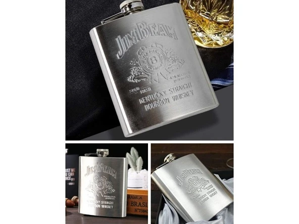 Konyak Alkol Matarası Paslanmaz Çelik Cep Matarası JimBeam 9 Oz içki Viski Konyak Alkol Matara 266Ml