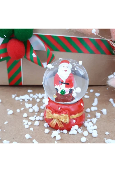 Dekoratif Yılbaşı Yeni Yıl Işıklı Noel Baba ve Noel Ağacı 6'lı Set Kar Küre Işıklı Özel Tasarım 6 CM - 6
